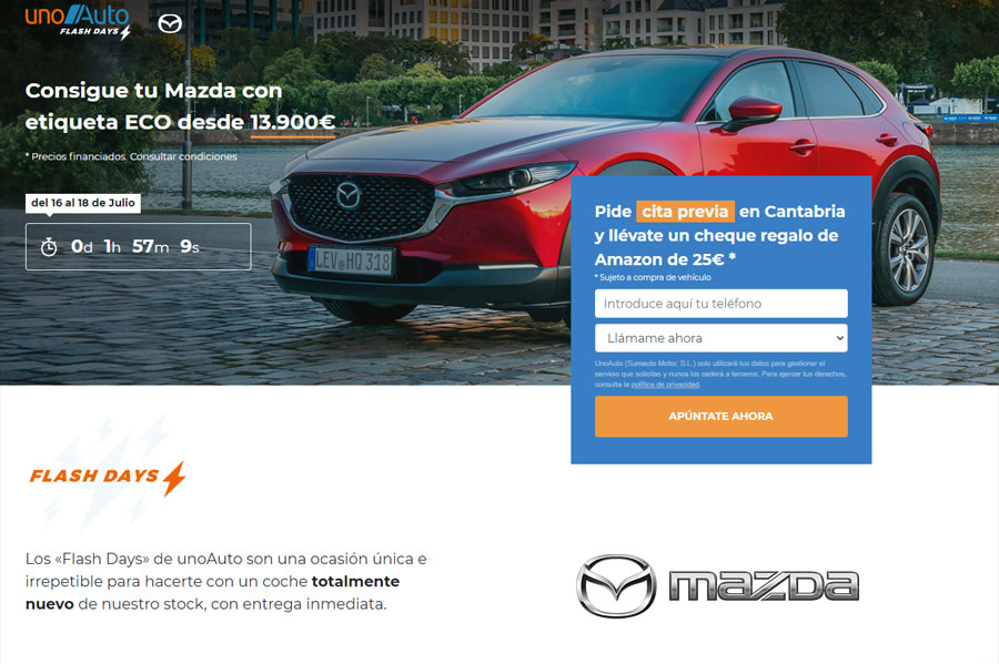 Los UnoAuto Flash Days te consiguen un Mazda con etiqueta ECO desde 13.900 €