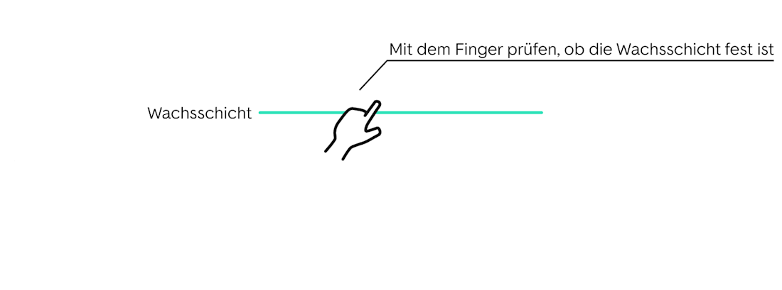 auto wachsen schritt sechs - wachsschicht mit finger pruefen