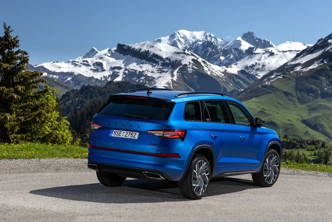 Skoda Kodiaq RS (2022) statisch, achteraanzicht Skoda Kodiaq RS (2022) statisch, achteraanzicht