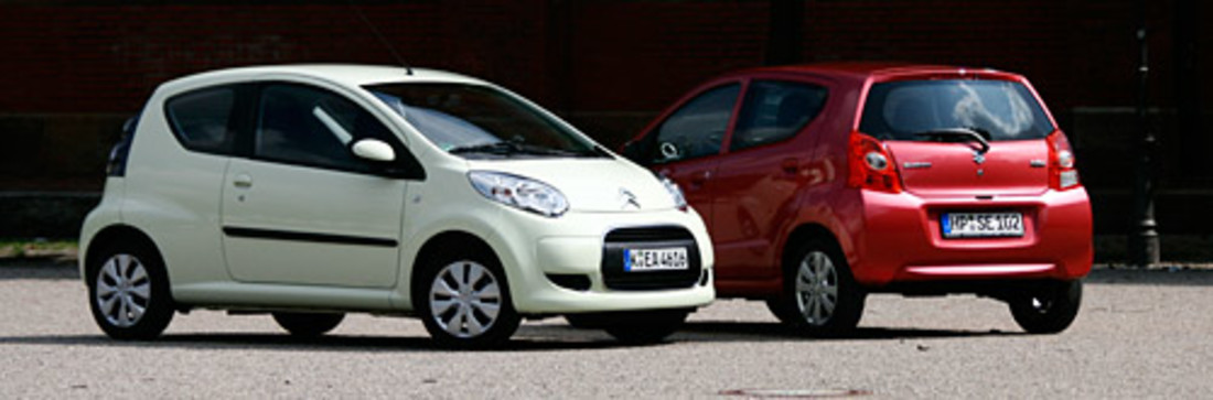 Test comparatif: Suzuki Alto vs. Citroën C1 – Vert citron et rouge framboise