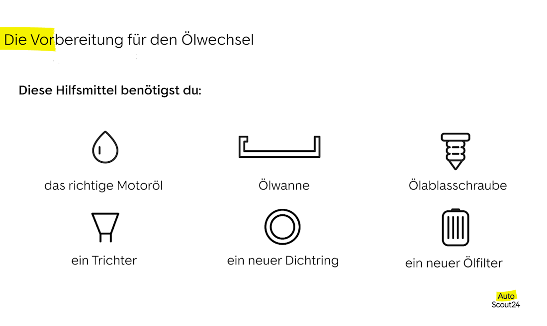 Die Vorbereitung für den Ölwechsel