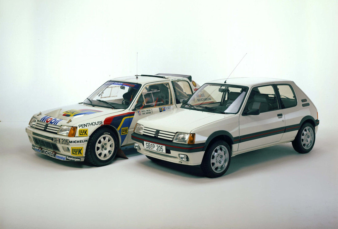 Peugeot 205 Turbo 16 e la sua eredità nella Peugeot 205 GTI