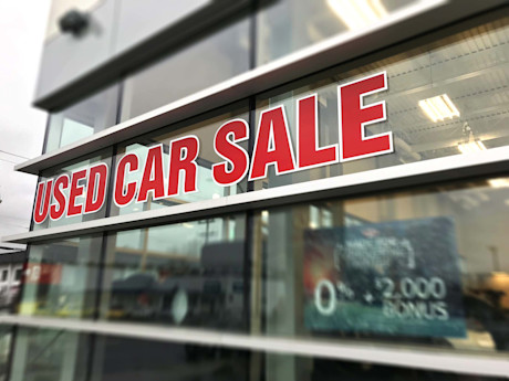 Editorial 01 used car sale sign gw