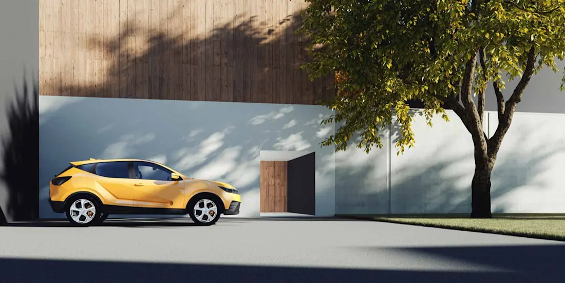 E-Auto lädt zuhause an der Wallbox