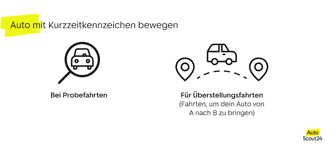 Autos mit Kurzzeitkennzeichen bewegen