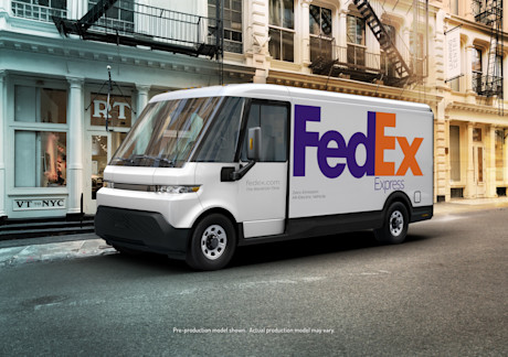 Editorial brightdrop ev600 with fedex express branding