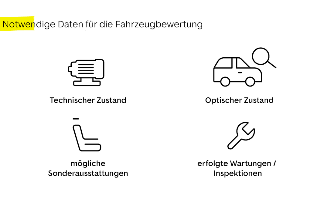 notwendige daten für die fahrzeugbewertung