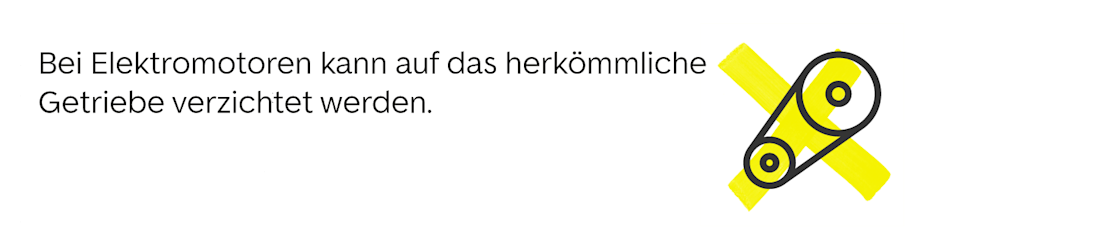 Kein Getriebe bei Elektromotoren