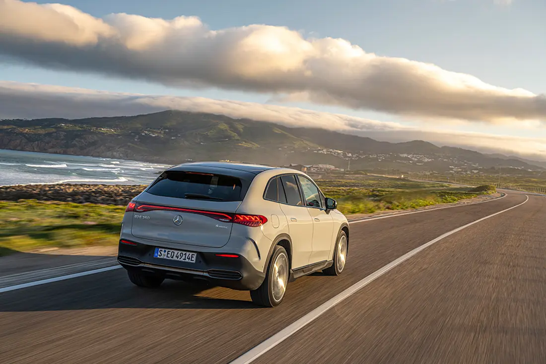Mercedes EQE SUV (2023) dynamic, rear view Mercedes EQE SUV (2023) dynamic, rear view