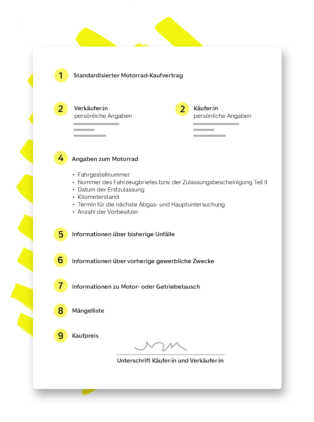 standardisierter motorrad-kaufvertrag