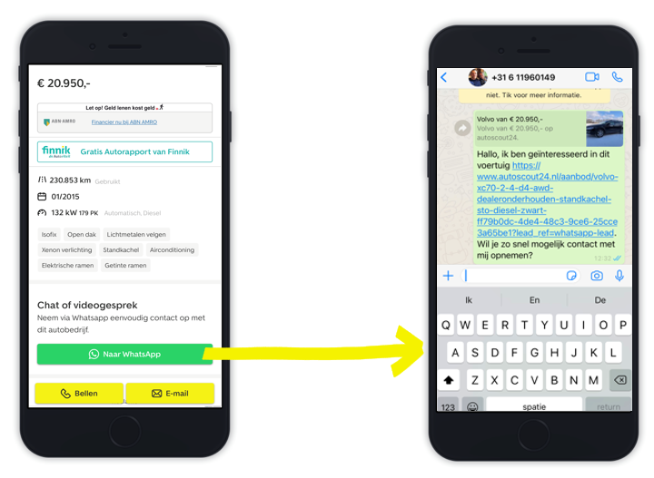 AutoScout24 WhatsApp Detailpagina