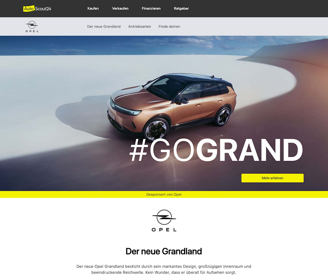 Digitaler Hersteller-Showroom: Opel setzt als erster Partner auf den neuen Brand Hub von AutoScout24 Media