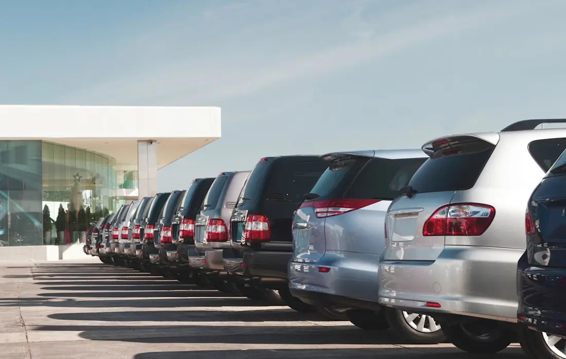 Cars standing in a row at car dealer Cars standing in a row at car dealer