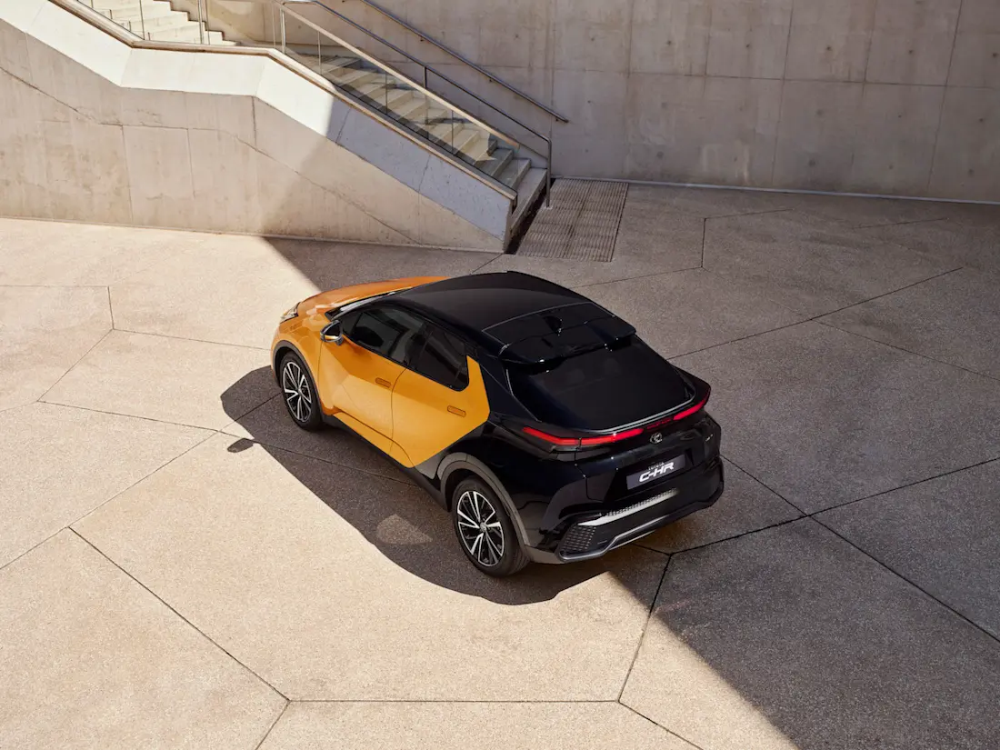 Toyota C-HR (2023) static, rear view Toyota C-HR (2023) static, rear view