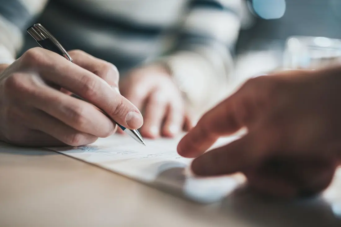 Signing a contract for car Signing a contract for car