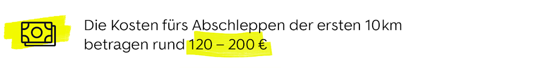 Die Kosten fürs Abschleppen