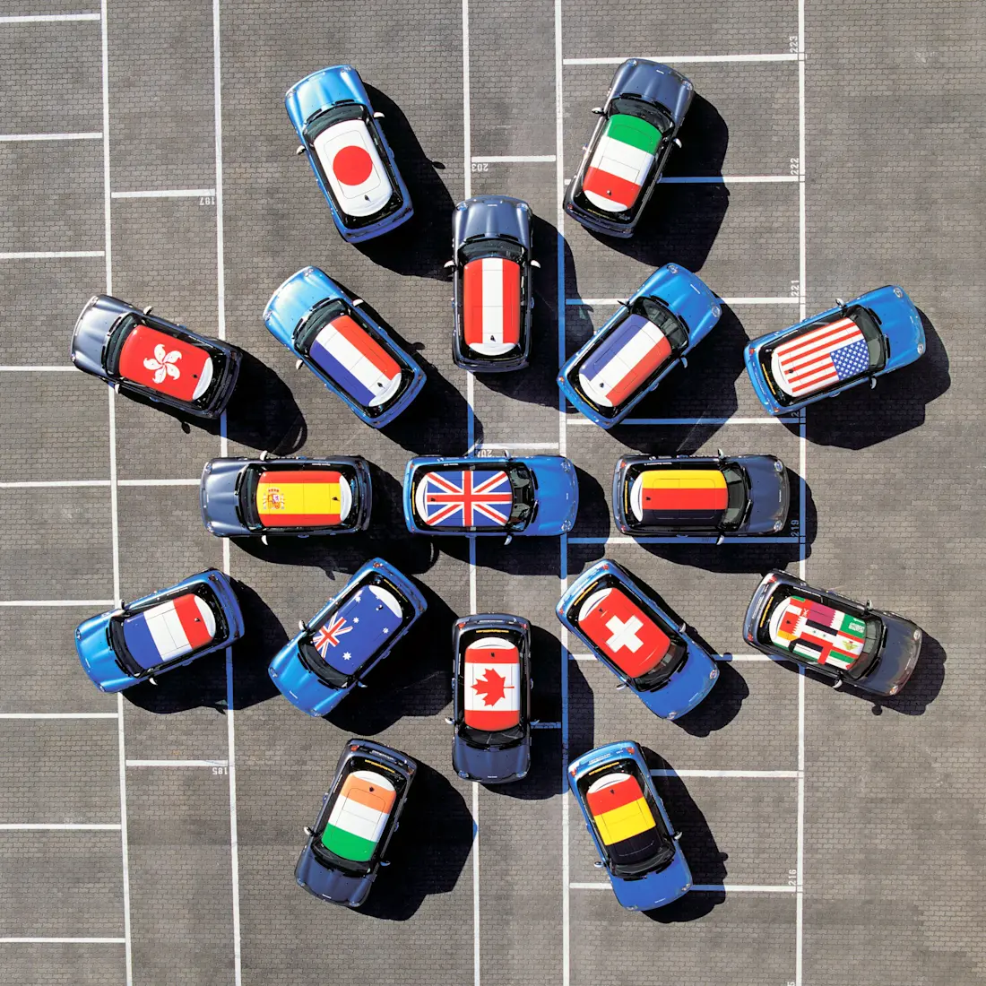 mini cooper s tetto con bandiera