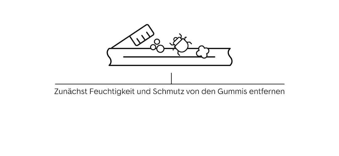 Gummipflege Schritt eins