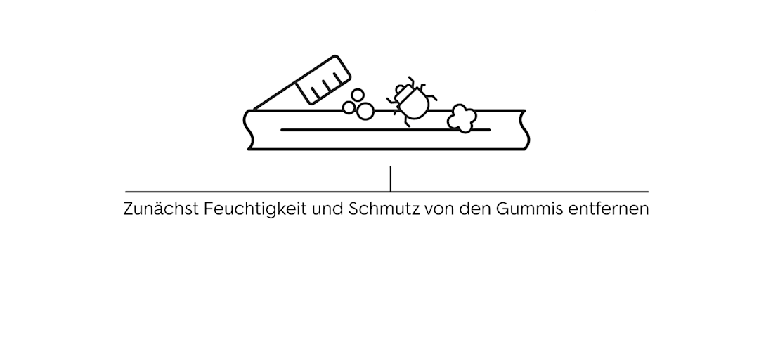 Gummipflege Schritt eins Gummipflege Schritt eins