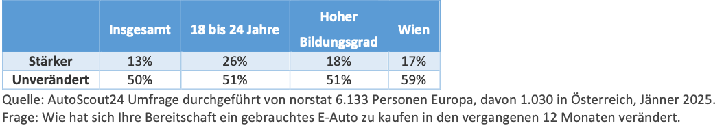Tabelle "Kauf eines gebrauchten Elektroautos"