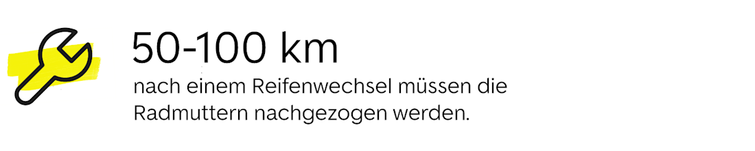Radmuttern nach 50-100km nachziehen