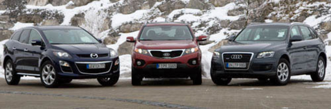 Comparativa: Audi Q5 vs. Kia Sorento vs. Mazda CX-7 – Un auténtico peligro