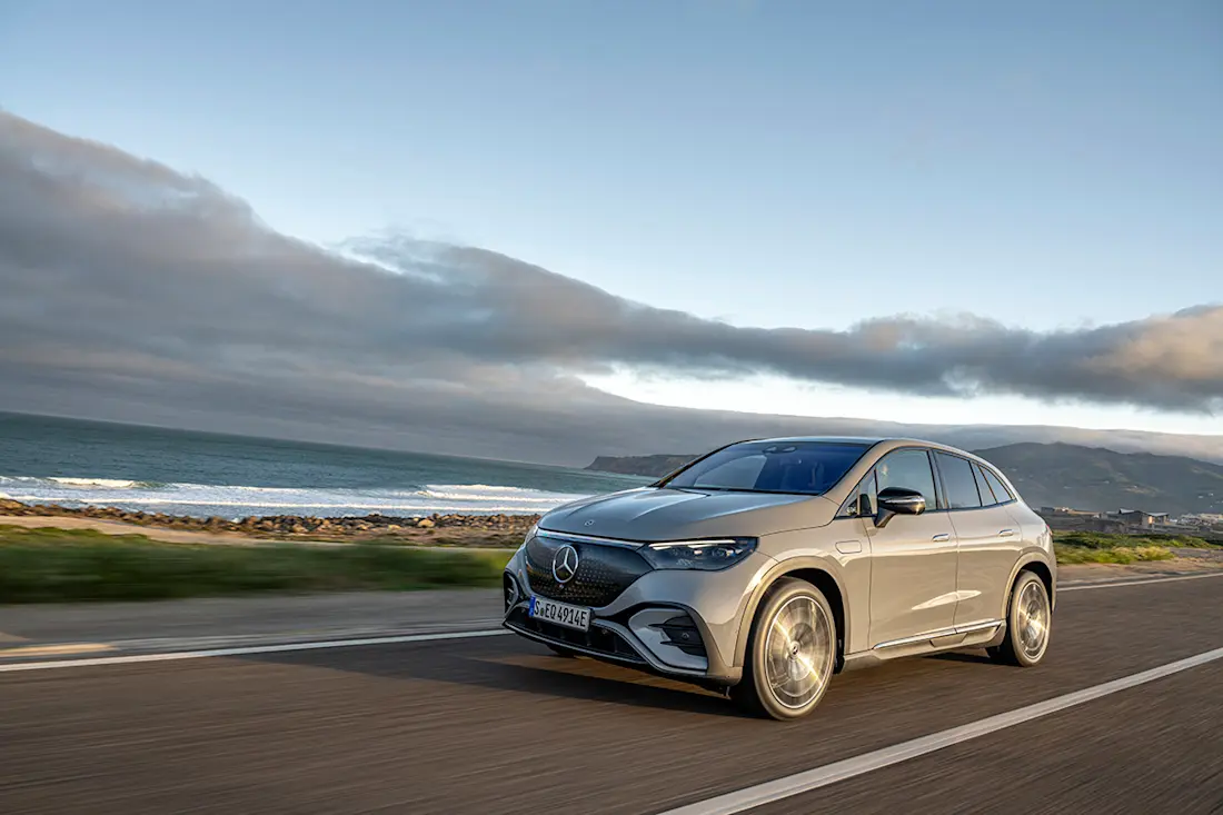 Mercedes EQE SUV (2023) dynamic, front view Mercedes EQE SUV (2023) dynamic, front view