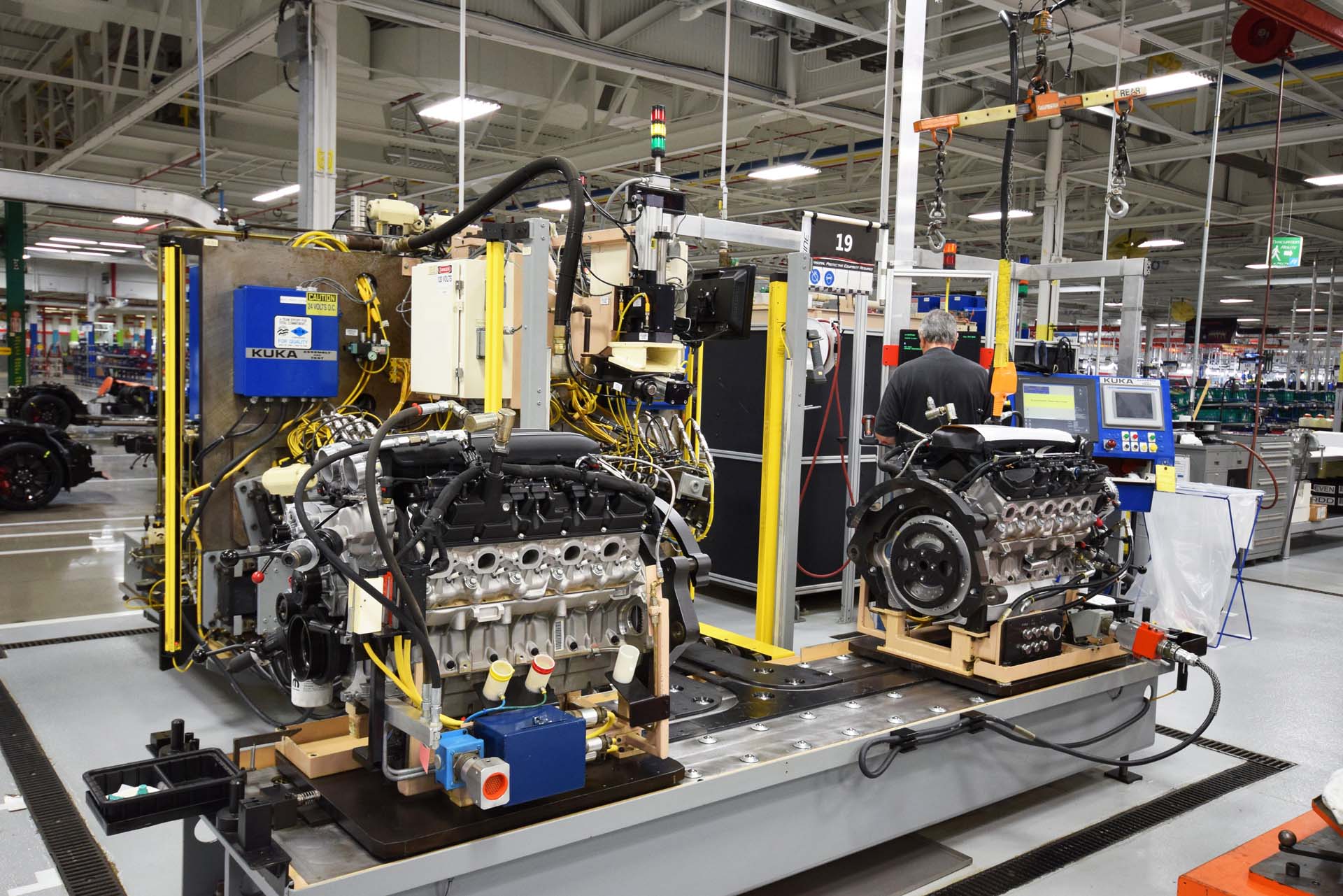 Once the engines are fully built up, this horrifying-looking machine is hooked up, mechanically, hydraulically and electronically to each one. It checks spark plug gap, internal pressures, gasket integrity, electrical systems connectivity, and other tolerances, running nearly 1,000 tests on each engine before it’s installed to the vehicle. The Viper’s engine building team says this machine is extremely fussy when it checks their work to ensure each engine is perfect.