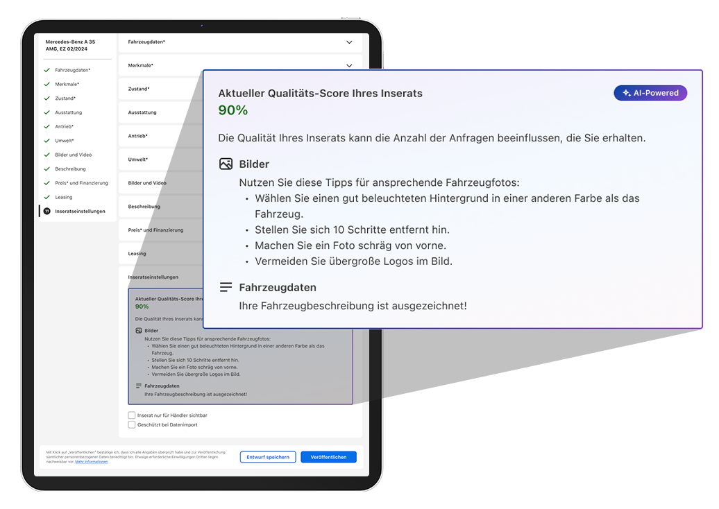 AutoScout24 SmartInserieren Integrierte Qualitätsprüfung