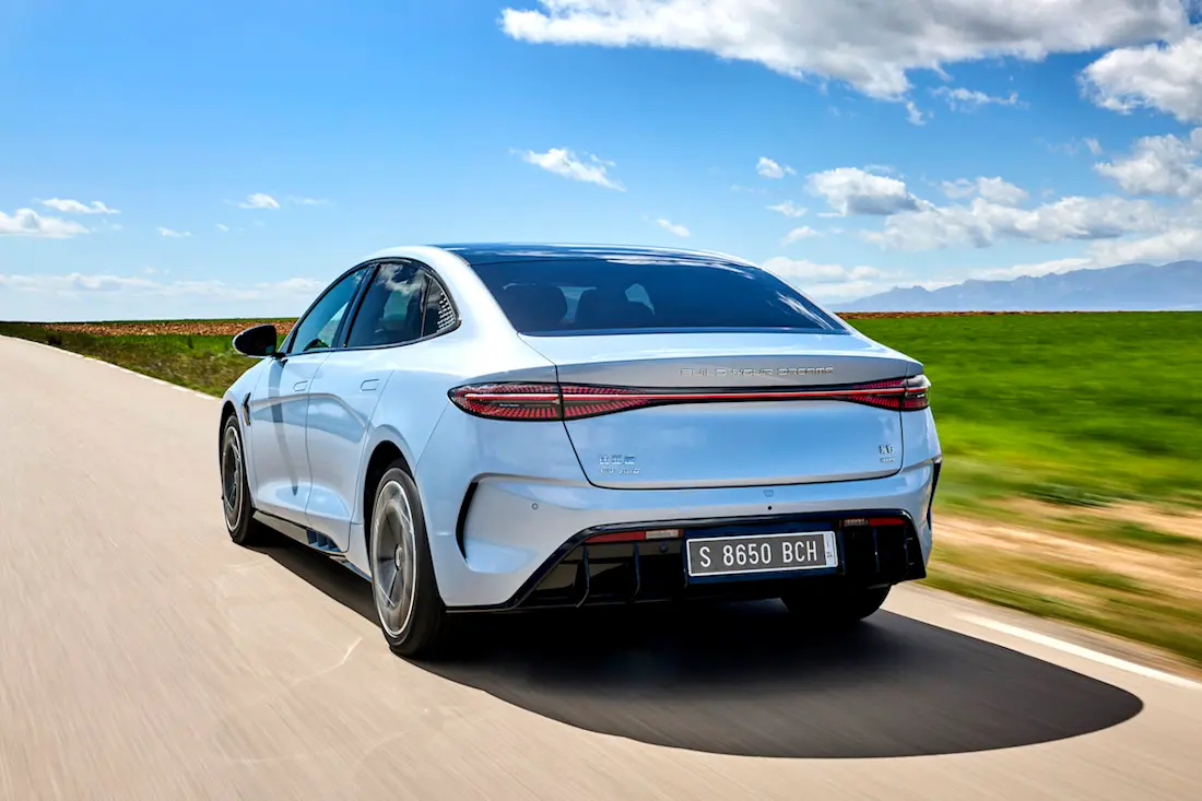 BYD Seal (2023) dynamic, rear view BYD Seal (2023) dynamic, rear view