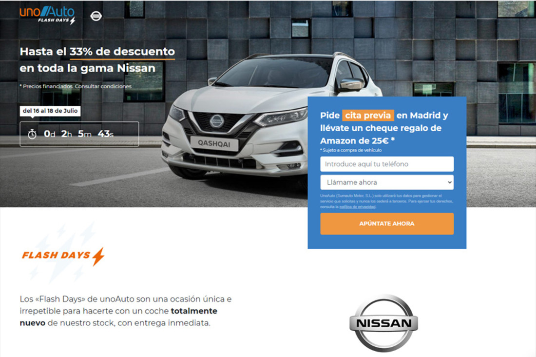 Hasta 33% de descuento en la gama Nissan con los Flash Days de UnoAuto