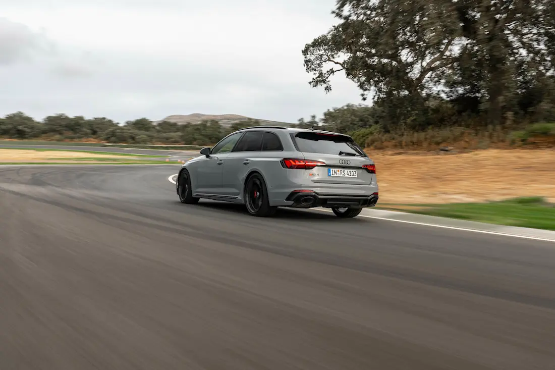 Audi RS 4 Competition Plus (2023) dynamic, rear view Audi RS 4 Competition Plus (2023) dynamic, rear view