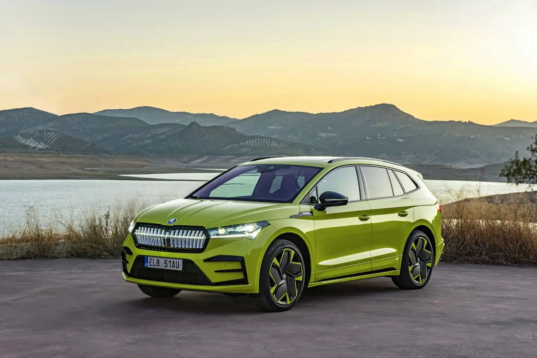 Skoda Enyaq RS iV (2022) statisch, vooraanzicht Skoda Enyaq RS iV (2022) statisch, vooraanzicht