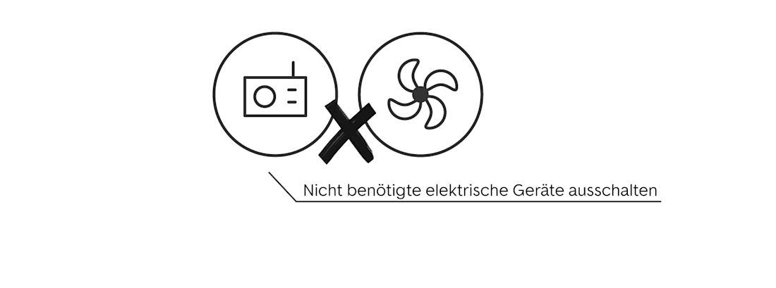Kraftstoff sparen, Tipp 4 - elektrische Geräte ausschalten Kraftstoff sparen, Tipp 4 - elektrische Geräte ausschalten